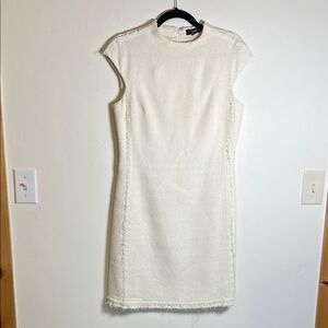Theory Linen and Cotton lined Cap-sleeve Dress. Size 8